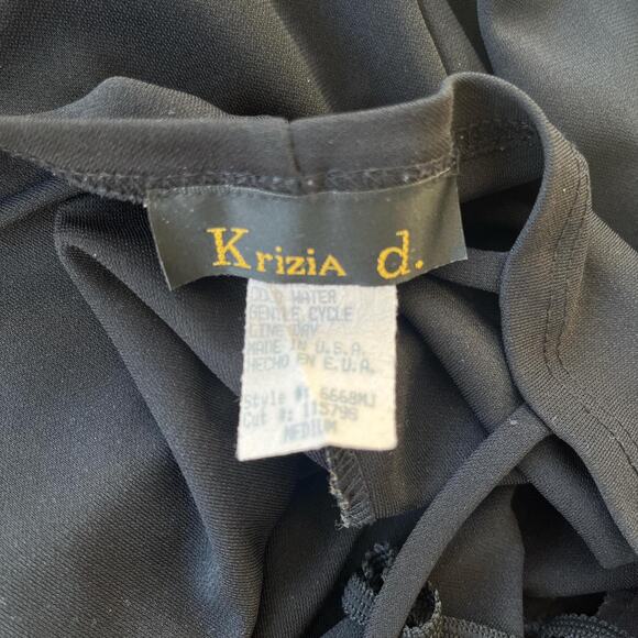 Vintage Y2K Krizia D Black Floral Embroidered Halter Maxi Dress Side Slits - Picture 8 of 8